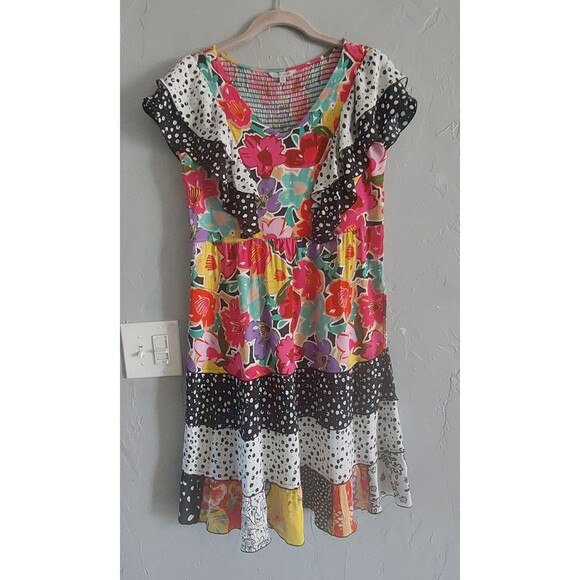 John Mark Dress Women XS Bright and playful,16 inch of Armp To Arm,Rayon, Viscos - Picture 6 of 12